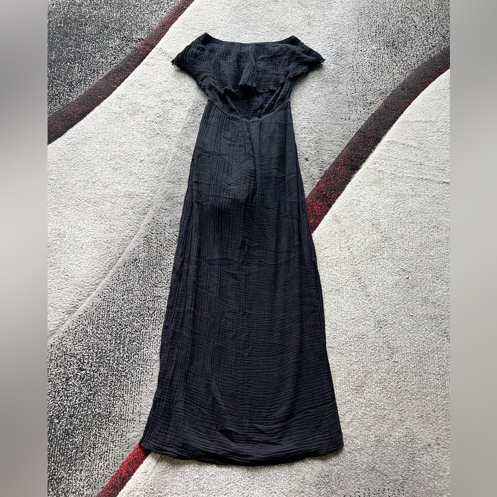 Michael Stars Black Gauzy Off Shoulder Maxi Dress